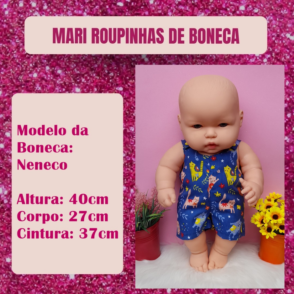 Macacão para boneca menino de 40cm