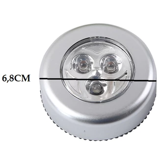 Mini Luminária Lâmpada 6,8CM De 3 Leds Led Adesiva 3 Toques Forte Emergência Luz De Parede Touch De Segurança Para Corredor Armário em Oferta na Shopee