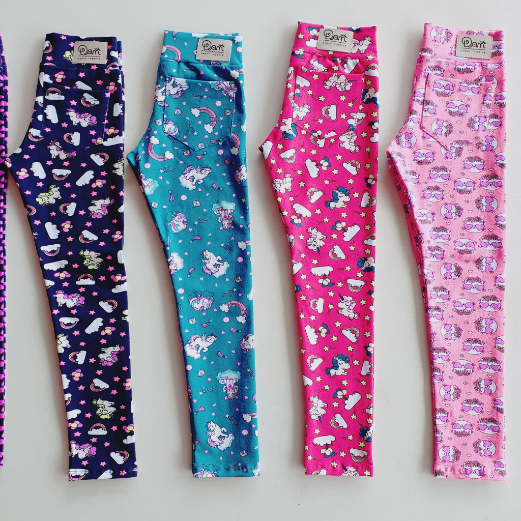 Legging menina infantil 04 ao 12 tecido algodão cotton8 leg escola calça estampada