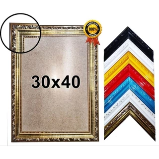 Moldura Quadro 30x40 Madeira Trabalhada Laqueada com Acetato e Fundo