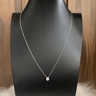 Colar Feminino Com Pingente Ponto De Luz Com Zircônia Corrente Prata 925