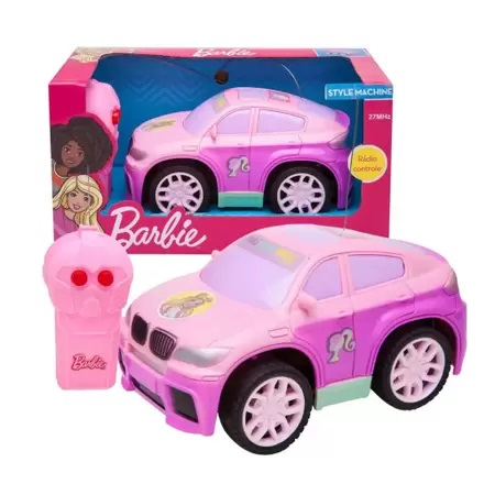 Carrinho Barbie de Controle Remoto Conversível Rosa Viajante Fashion Driver