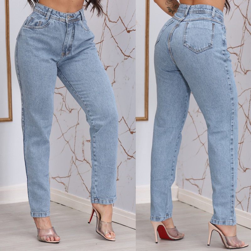 Calça jeans sol mom rasgada sem lycra - Pop Modas Jeans