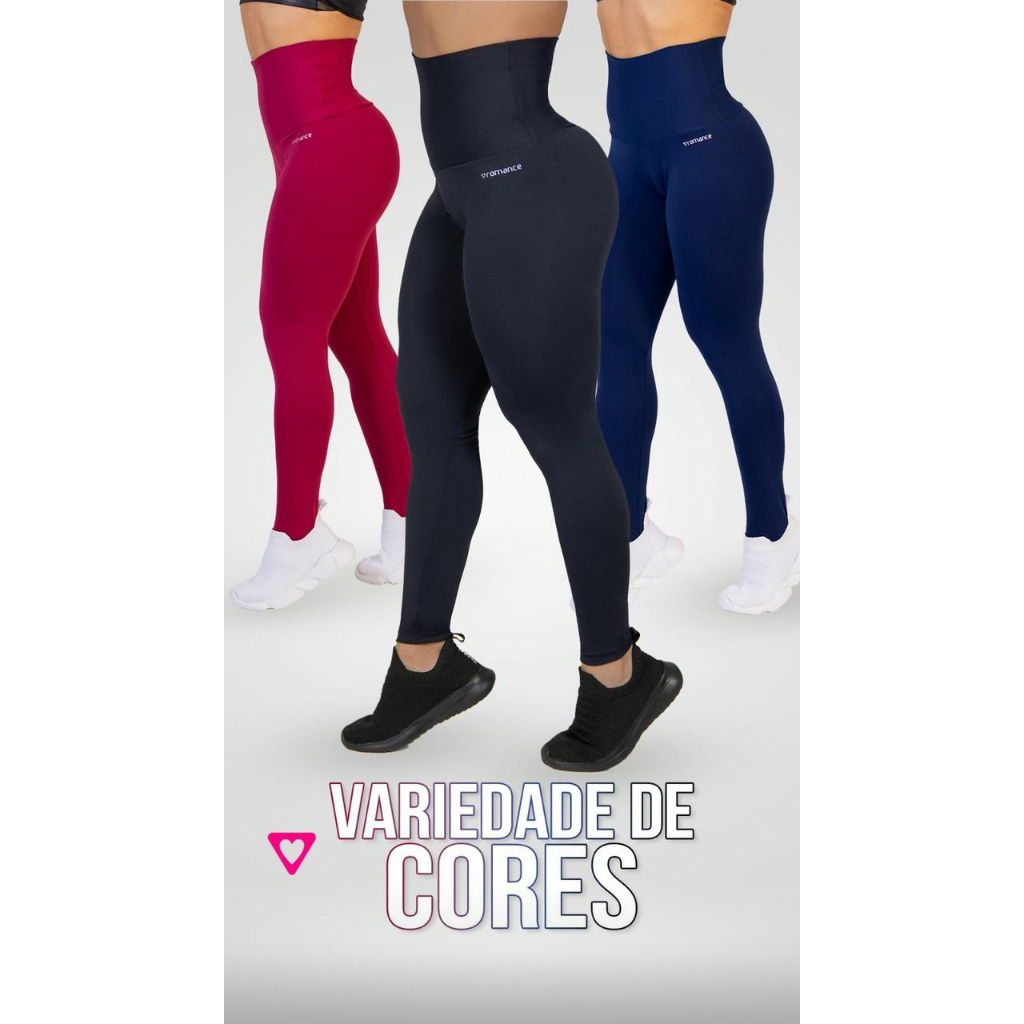 Calça Legging Meia Cinta Com Bolso Romance Suplex Power Alta