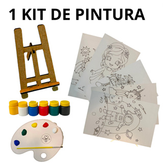 Presenteie seus filhos com nossos Kits de Telas de Pintura, completos com  tinta guache, pincel e manual de mistura de cores. Estimule a criatividade  e coordenação motora das crianças de maneira divertida