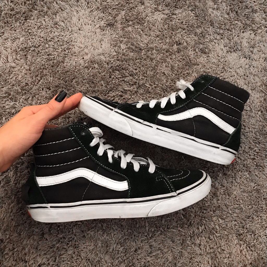 Tenis vans feminino store preto cano alto