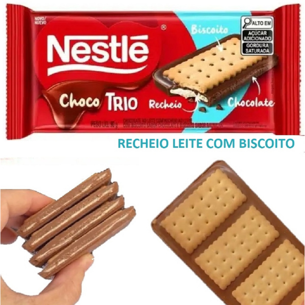 Chocolate Nestle Choco Trio Deu Math Sabor De Leite Bolacha com Chocolate  Bicoito Com Chocolate | Shopee Brasil