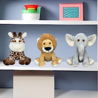 Kit Elefante Leão Girafa De Pelúcia Safari para Nicho e Decoração Quarto Bebê