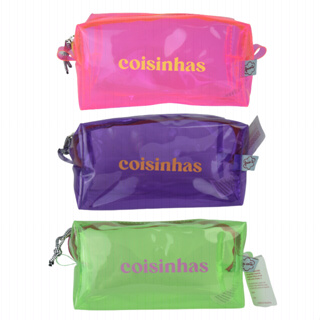 Estojo Necessaire Fricote Pri Neon Transparente Escolar - Escolha o Modelo/Cor