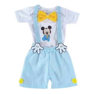 Conjunto Infantil Temático Baby Mickey Roupa Bebê Menino Festa Fantasia Mesversário