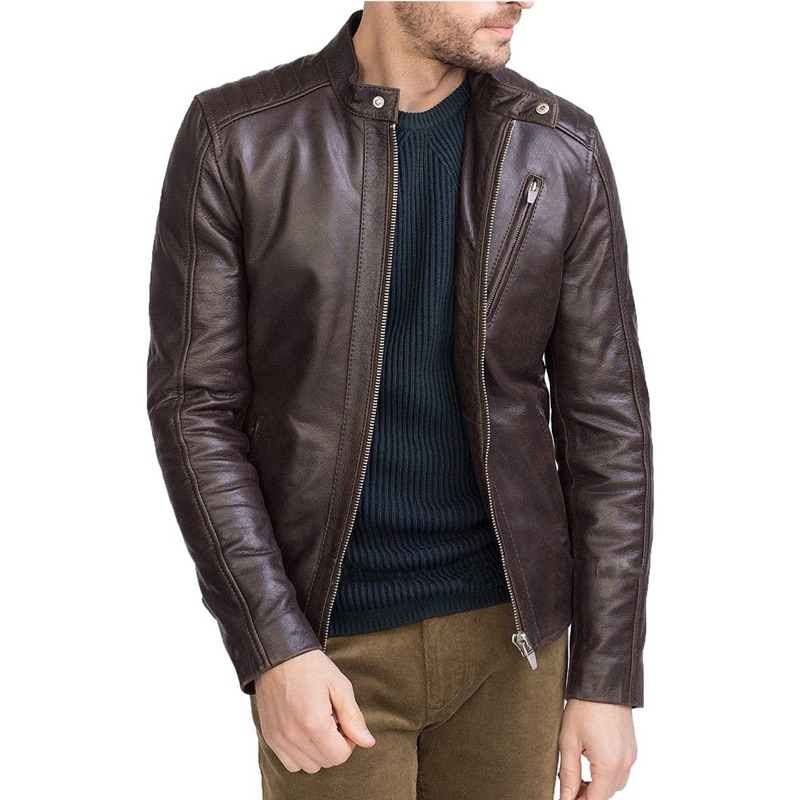 Shops jaqueta de couro masculino slim