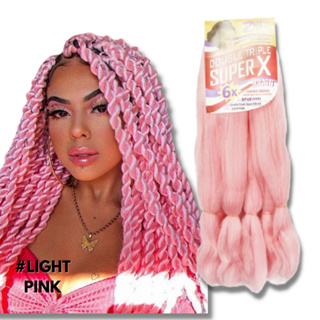 Kanekalon Jumbo Tranças Box Braid Twist Cor 2pink rosa bebe marca H. Lin  165gramas 208cm