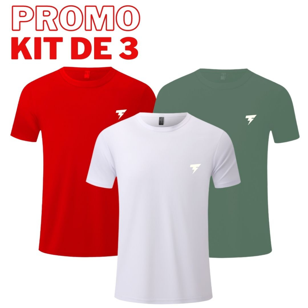 Promoção Kit 3 Camisas Treino Academia Moda Fitness Térmica Símbolo Refletivo E Também na Opção de 1 Unidade