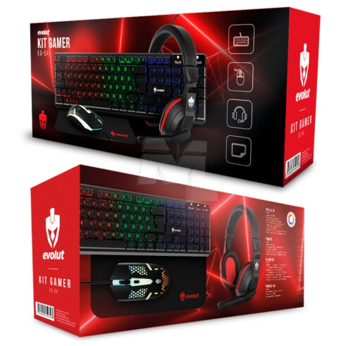 Kit Gamer LED RGB Teclado Mouse Headset Mousepad Evolut EG54