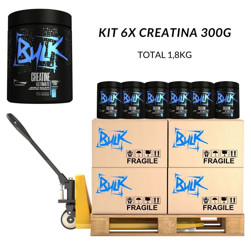 Kit 6x Creatina Monohidratada 100% Turbo Black em Pó 300g Bulk Nutrition - Total de 1,8KG