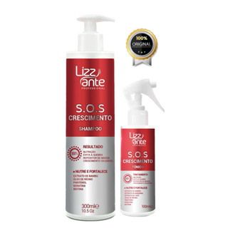 Shampoo e Tônico SOS Crescimento Combate Queda De Cabelo e Calvicie Promove Crescimento Acelerado Preenche Falhas Trata Alopécia Anticaspa