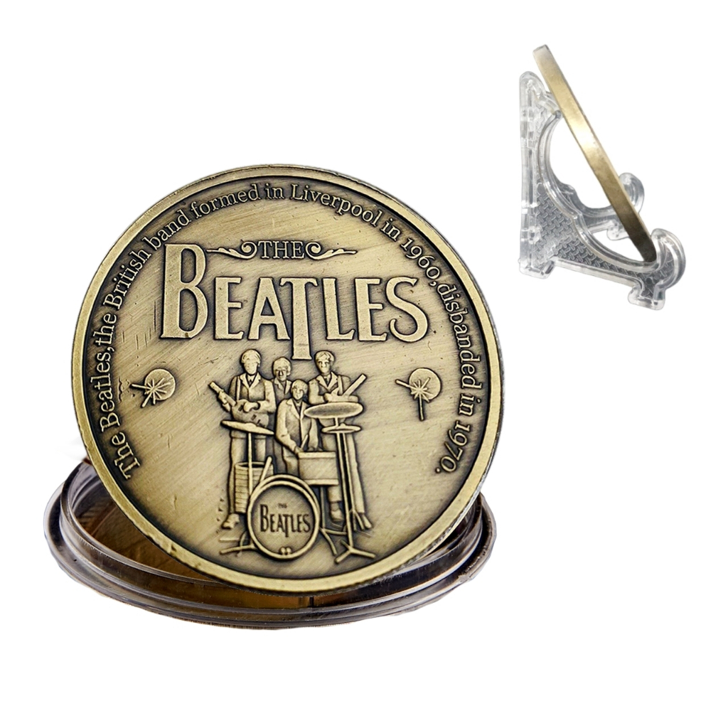 Moeda Comemorativa Os Beatles Banda de Rock John Lennon Com Suporte de acrilico