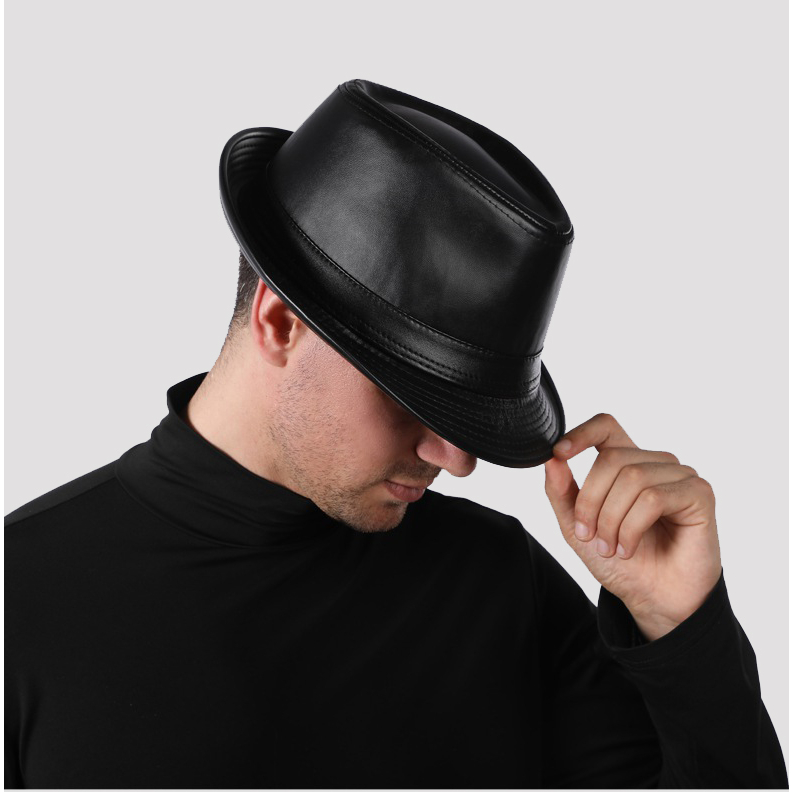 Chapéu fedora aba curta couro sintético