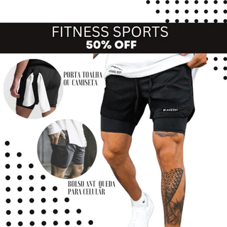 shorts 2 em 1 masculino academia bermuda dupla para treinos