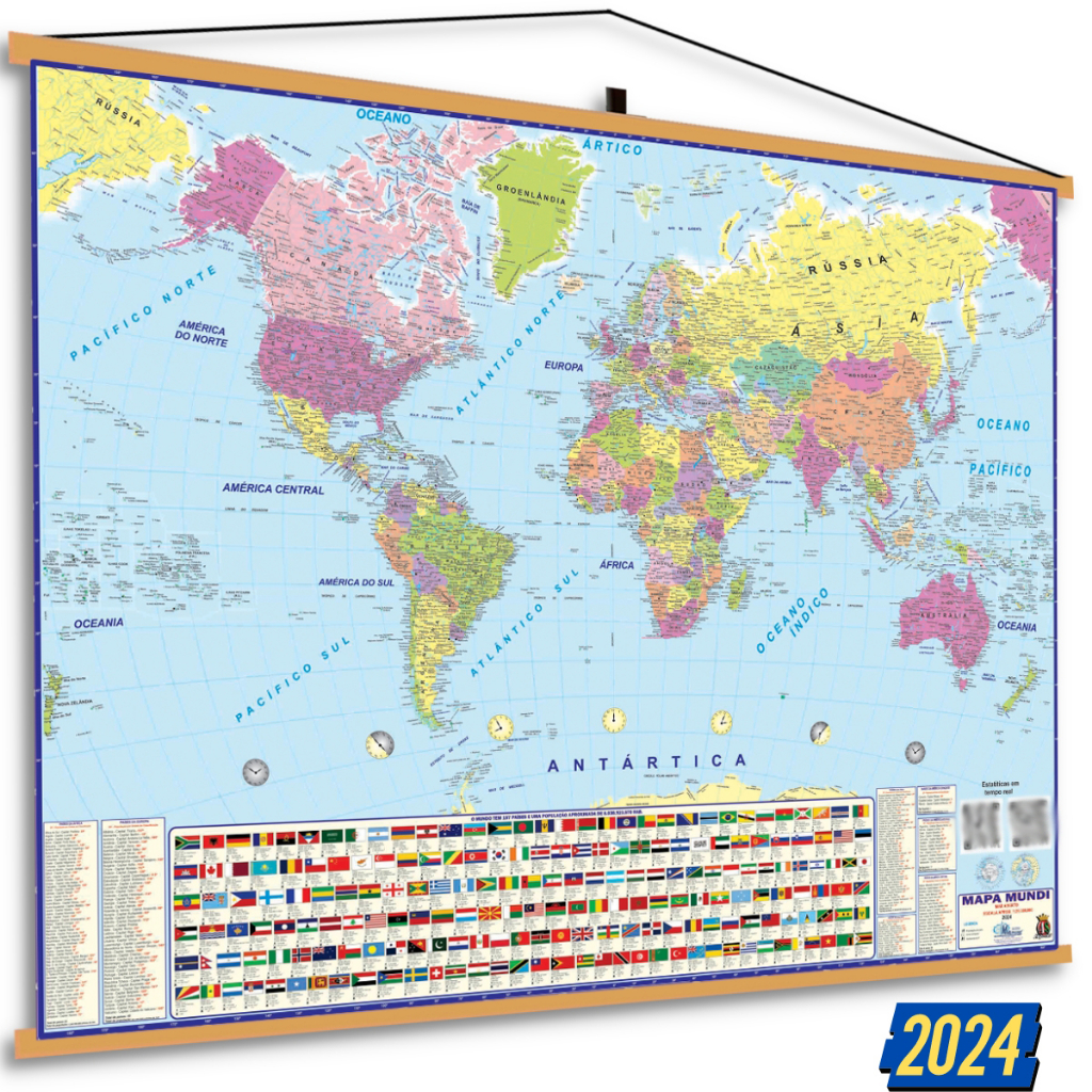 Mapa Mundi Banner Moldura Banner Poster Politico Escolar Planeta Terra ...
