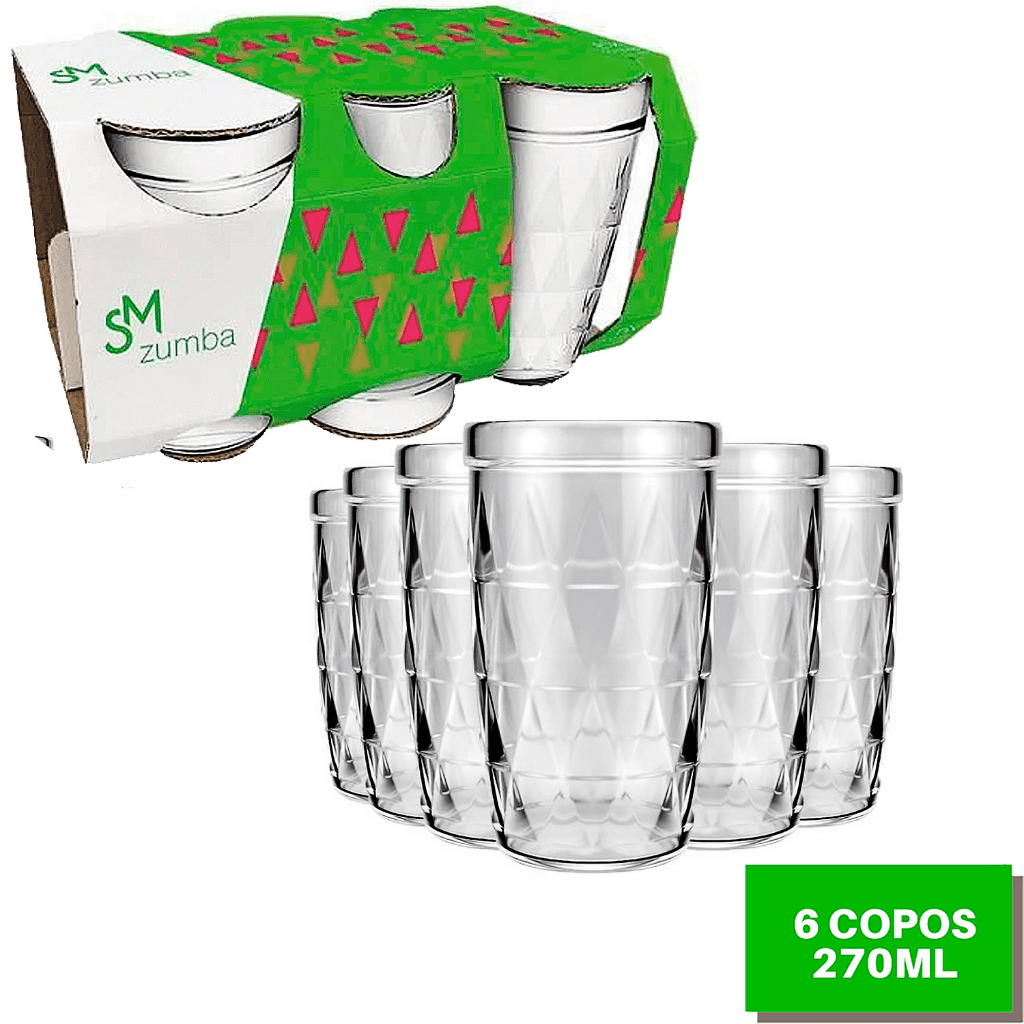 Jogo de Copos Nadir Zumba 270ml Com 6 Unidades