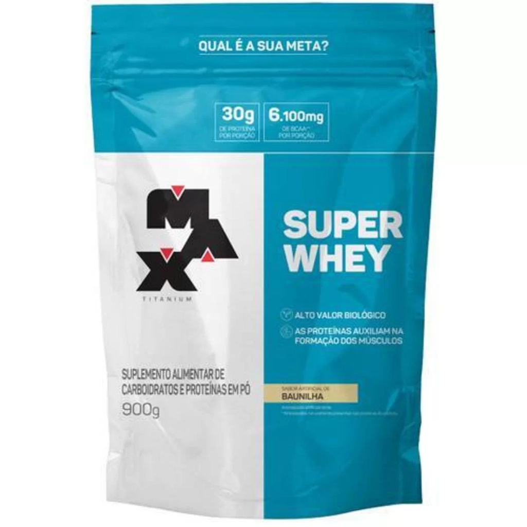 Suplemento Em Pó Max Titanium Super Whey Protein Refil Proteínas em Sachê de 900g