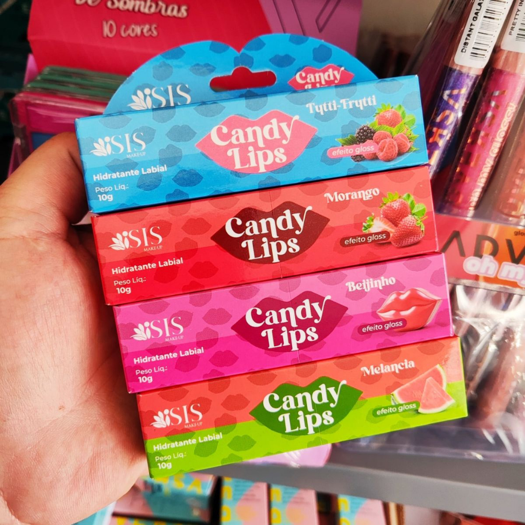 Hidratante Labial Carmed Candy Lips Isis Rezende / hidratante labial / hidratante / Carmed / brilho / portátil / maquiagem