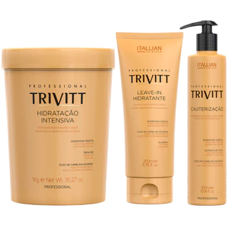 KIT HIDRATAÇÃO INTENSIVA 1KG LEAVE-IN 200G E CAUTERIZAÇÃO 300ML