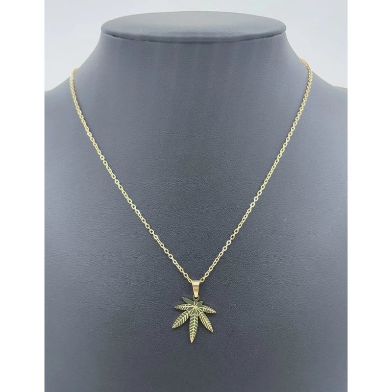 Colar da Maconha Folha Canabis Maryjuana Corrente Aço Inox