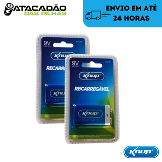 Kit 2 Baterias Recarregável 9 Volts Knup 9v 450mah Original