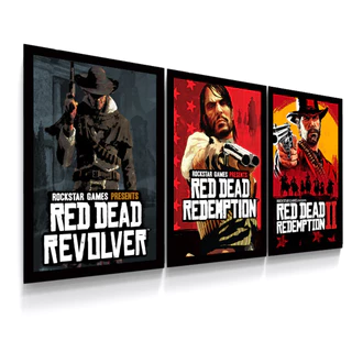 3 Quadros Decorativos Pôsteres Trilogia Red Dead Redemption 2 Rockstar Tamanho 30 x 63 cm PlayStation 4 Decoração Gamer, PlayStation 4, Rockstar Games, Aventura Oeste, Quadro Decorativo, Placa Decorativa, Pôsteres, Arte Gamer, Decoração Com Estilo