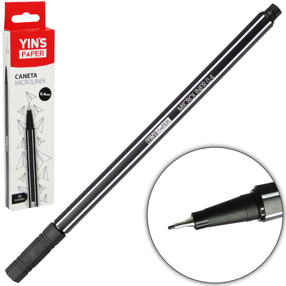 CANETA HIDROGRAFICA MICROLINER PRETA PONTA ULTRA FINA 0.4MM YINS PAPER ...