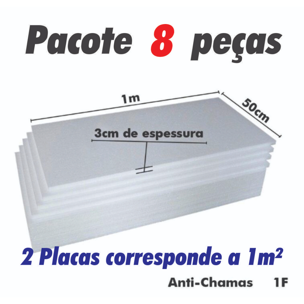 Placas De Isopor Espessura 30mm ( 3cm ) Tamanho 100x50x3cm Térmo ...