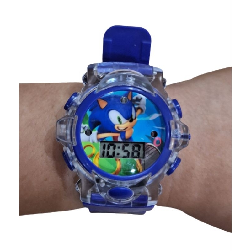 Relógio infantil Sonic the Hedgehog a quartzo com pulseira de plástico,  azul, 17,75 (modelo: SNC4028)