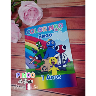 Kit Colorir Rainbow Friends Revista Giz Lembrancinha