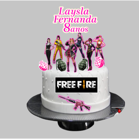 Bolo tema free fire feminino rosa #freefirefeminino