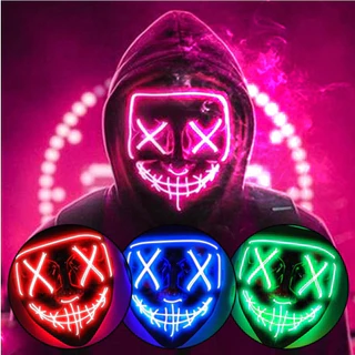Mascara Led Neon Para festas Halloween Carnaval Cosplay Fio Duplo