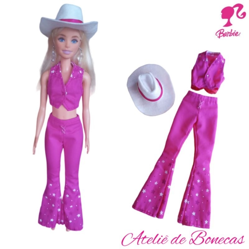 Conjunto cowgirl para boneca barbie - roupa barbie western