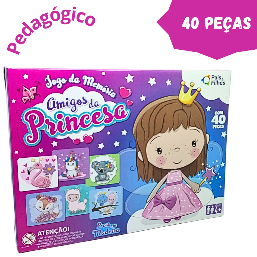 Jogo Da Memória 40 Peças Princesas Pais e Filhos