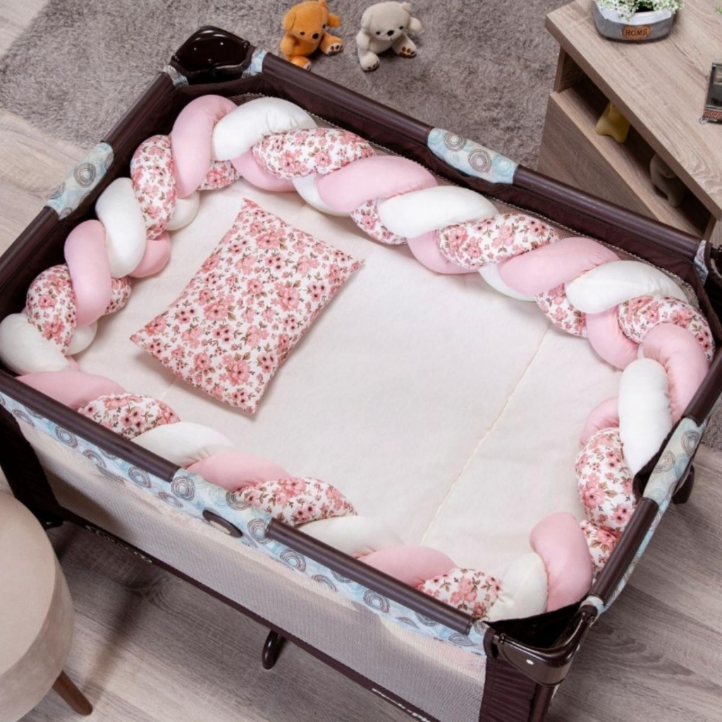 Kit Berço Desmontavel Para Cercadinho 5 Peças Com Trança