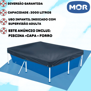Piscina Infantil 2000 Litros Retangular Mor + Capa + Forro