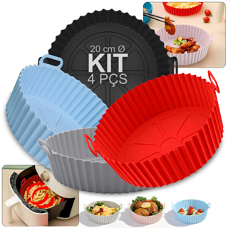 04 Forma De Silicone Reutilizável Protetor Para Air Fryer Forno Microondas Forro Cesto Antiaderente Original