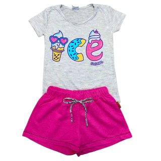 Conjunto infantil menina SORTIDO blusa estampada e short sortido 1-2-3-4-6-8-10-12-14-16