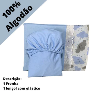 JOGO DE LENÇOL PARA BERÇO AMERICANO 100% ALGODÃO 2 peças BEBÊ MENINO em Oferta na Shopee