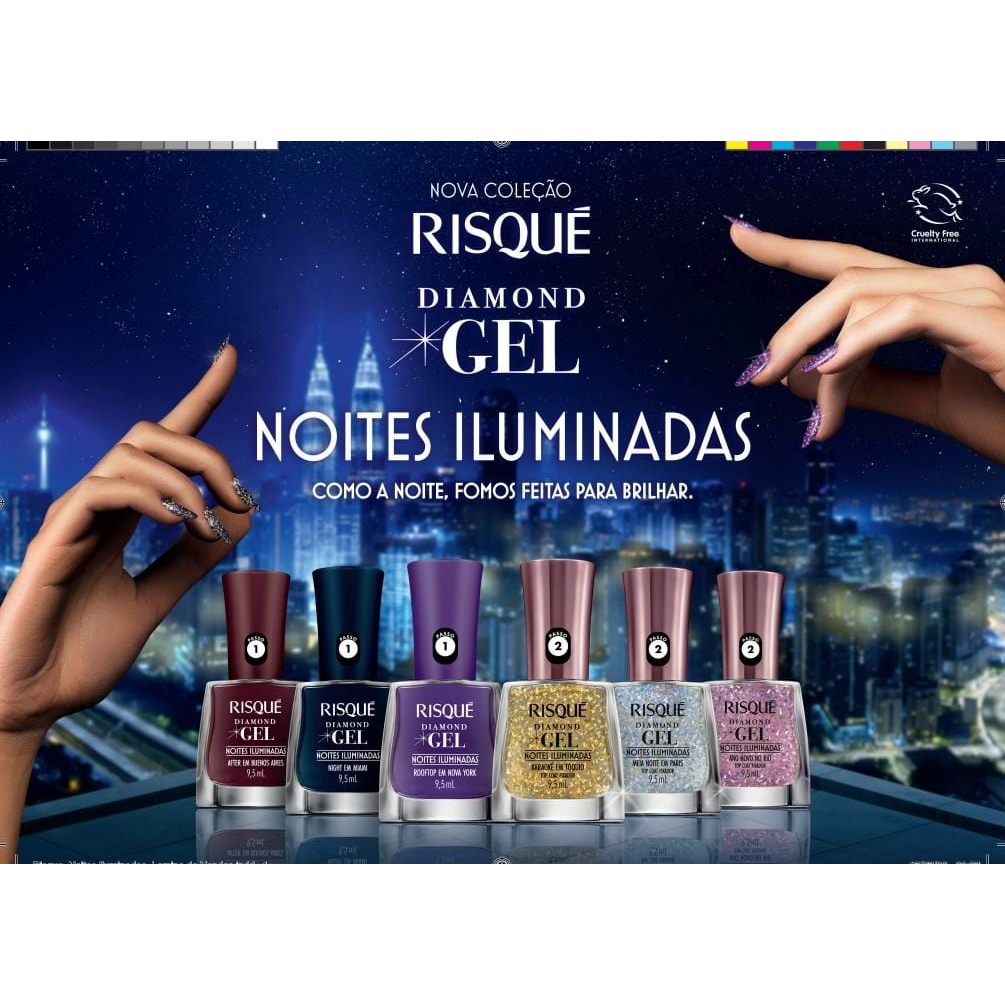 RISQUE DIAMOND GEL NOITES ILUMINADAS 9.5ML UNIDADE | Shopee Brasil