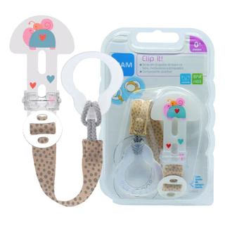 Prendedor de Chupetas MAM CLIP IT! c/ Anel Adaptador Silicone Bico Infantil Bebê Meninas Rosa