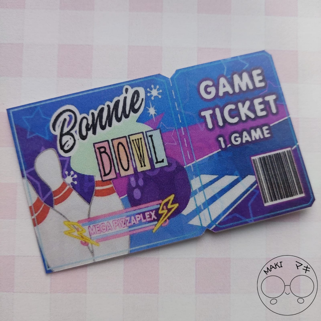 Cartão Bonnie Bowl - Game Ticket - FNAF - Five Nights at Freddy's