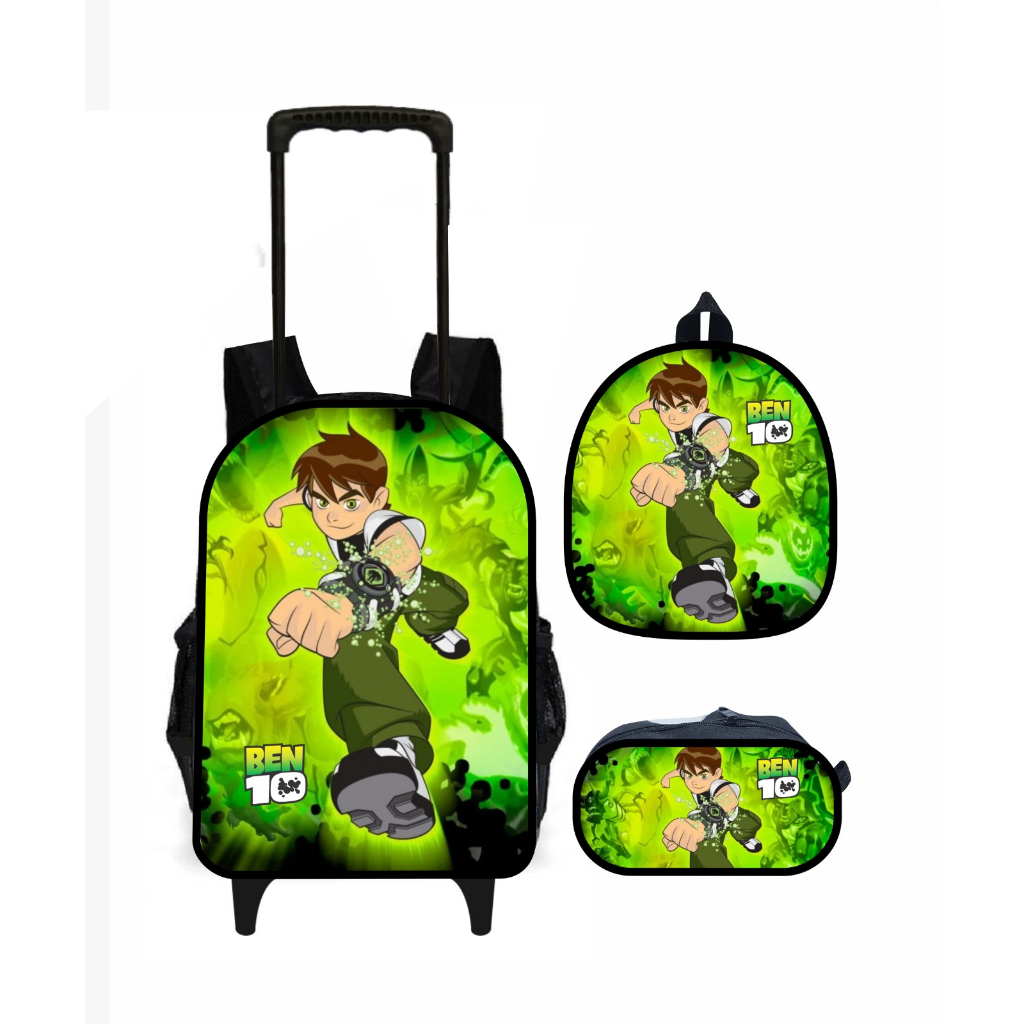 Kit de mochila Ben 10 com rodinha escolar modelo 303