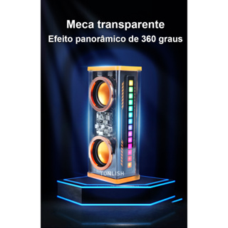 TONLISH-Transparente Mecha Wireless Bluetooth Dual Speaker, alto-falantes estéreo TWS, ritmo acústico-óptico, baixo, K07