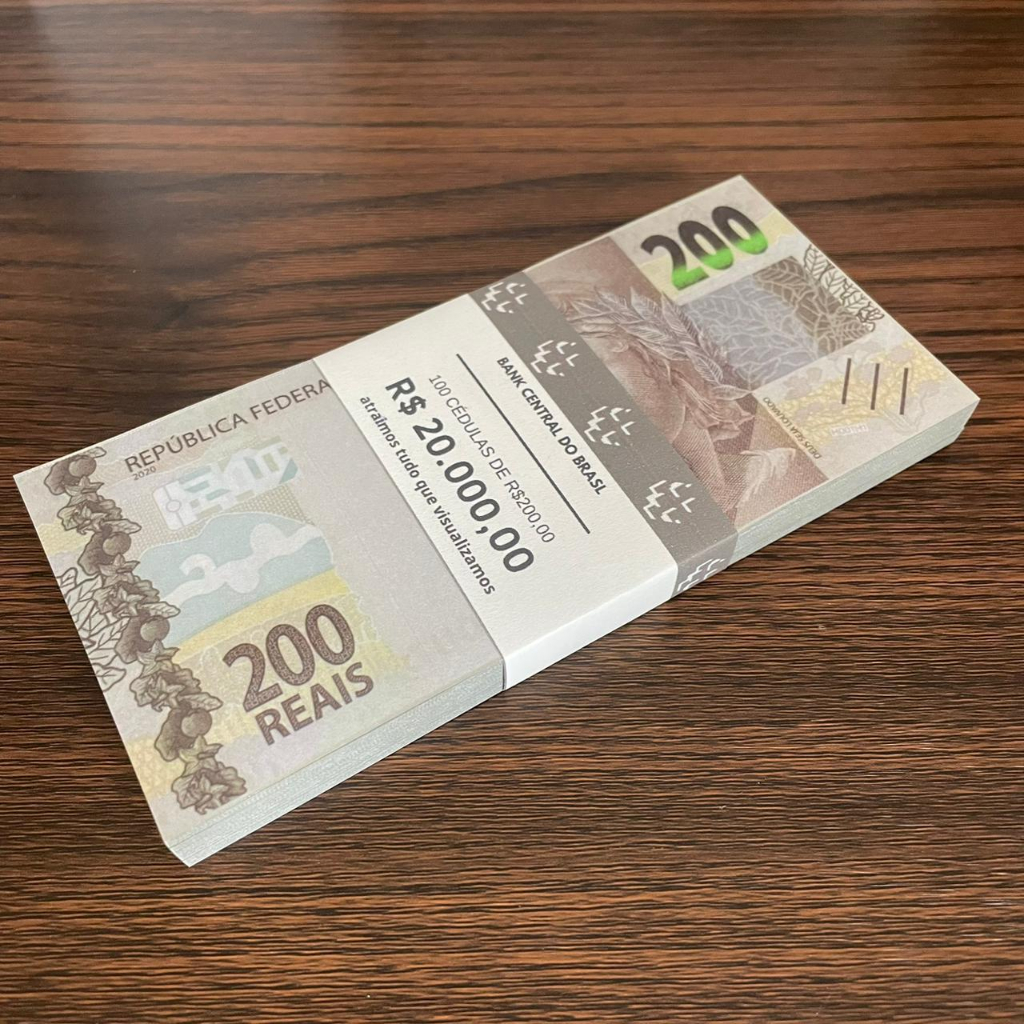 Notas de 200 reais (sem valor monetario) kit de 20 UNIDADES...